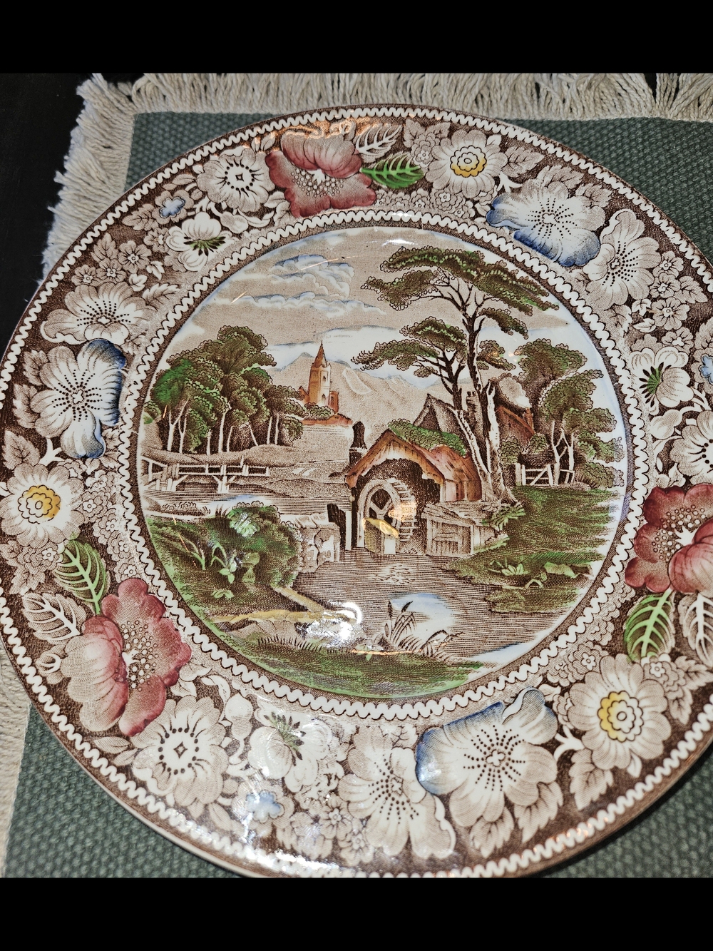 Vintage W.R. Midwinter Ltd Charger Plate Made in England Titled "Rural England"